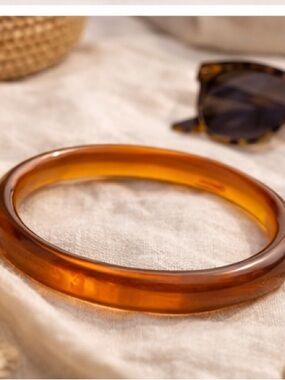 Anthropologie Resin Bangle Bracelet Neutral Marble Stackable Chic